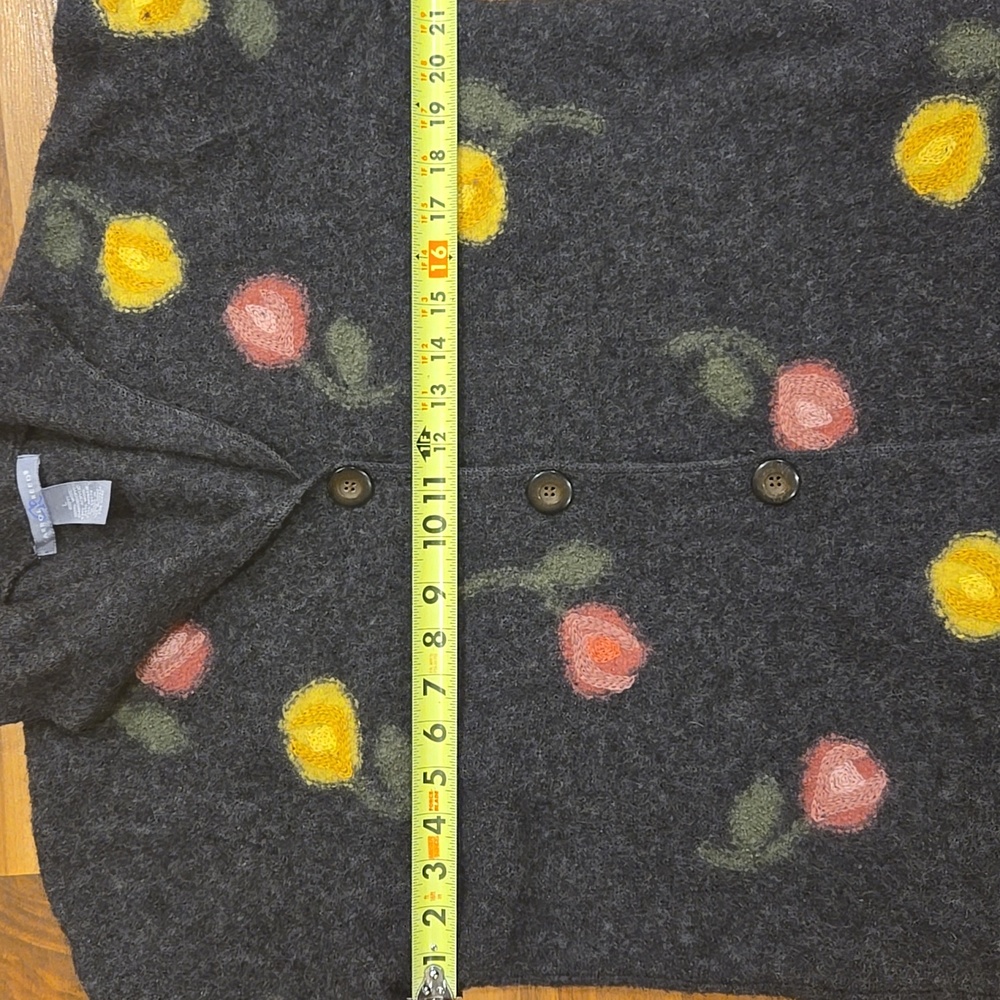Carroll Reed Floral Button-Up Cardigan 100 Percent Wool - Picture 7 of 10